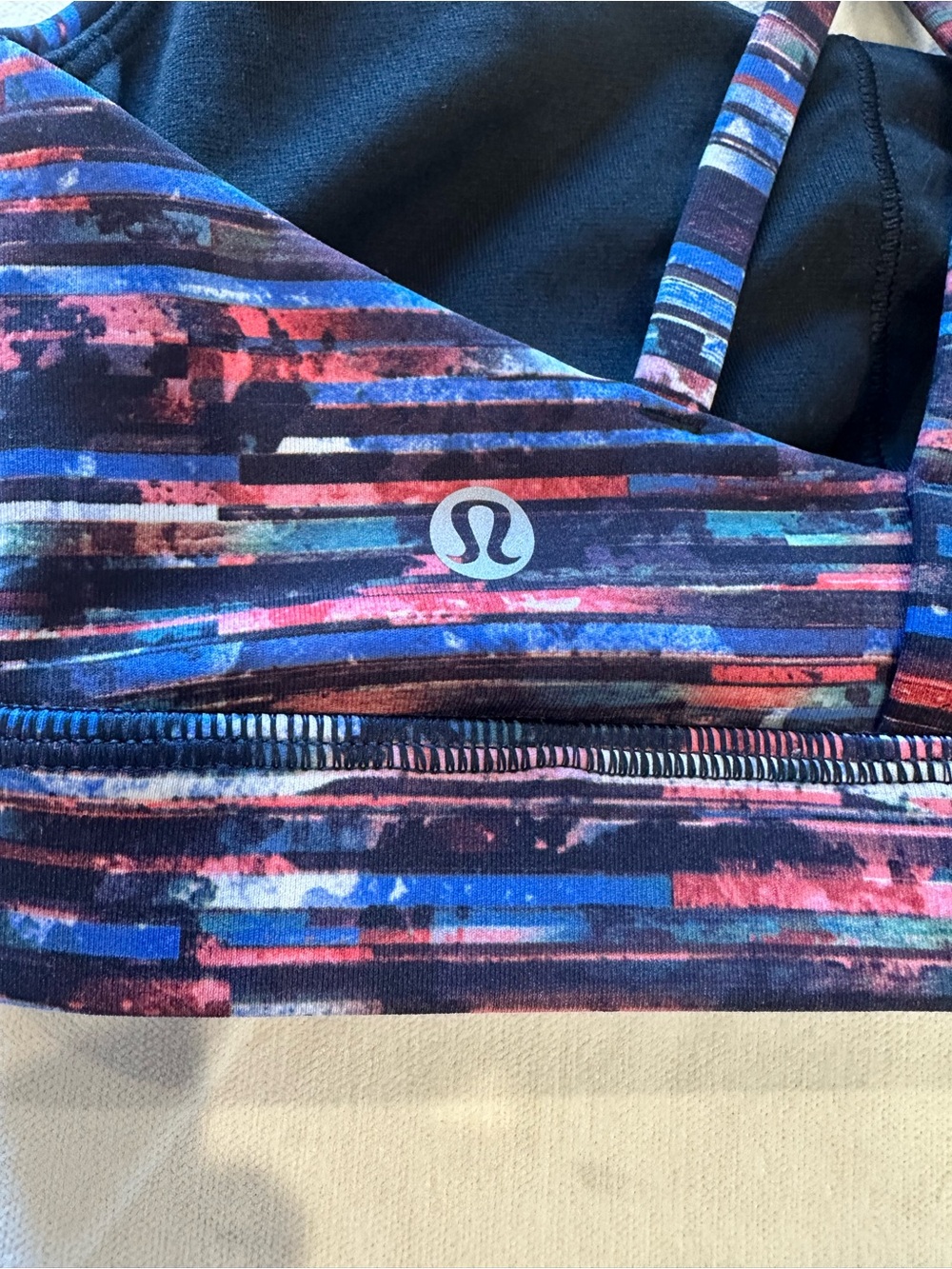 lululemon athletica Striped Multi-Color Sports Bra — Navy, Blue, Pink